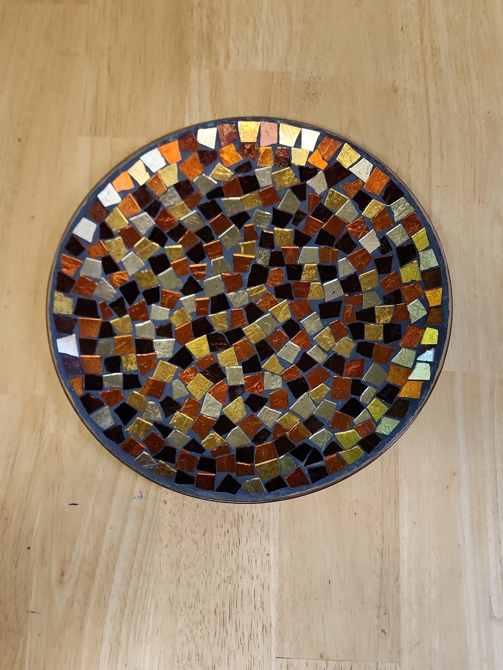 Pier 1 Imports Autumn Mosaic Glass Decorative Charger Plate Bowl Centerpiece